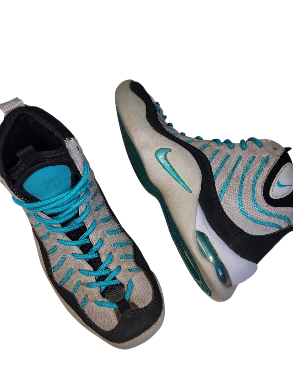 Nike Air Bakin 2014 Wolf Grey Turbo Green Sneakers Shoes Lace Up Youth Size 5 Y